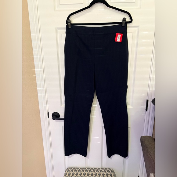 SPANX Pants - NWT SPANX Slim Straight Ponte Pant / The Perfect Pant Navy Pinstripe XL